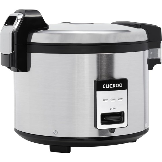CUCKOO CR-3032 30-Cup (Uncooked) / 60-Cup (Cooked) Large Capacity Commercial Rice Cooker & Warmer with Nonstick Inner Pot, Switch Press (Silver/Black)