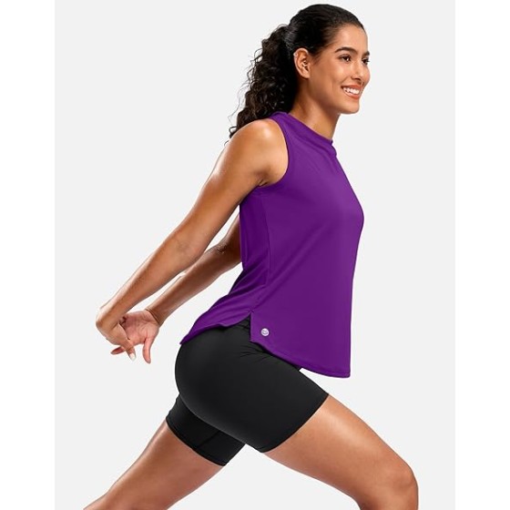 G Gradual Women's Sleeveless Workout Tops Lightweight High Neck Tennis Yoga Shirts Running Athletic Tank Tops for Women